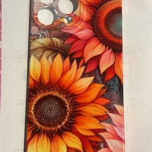 Apple 16 Pro Max  Phone Case Sunflower Design- Orange and Brown